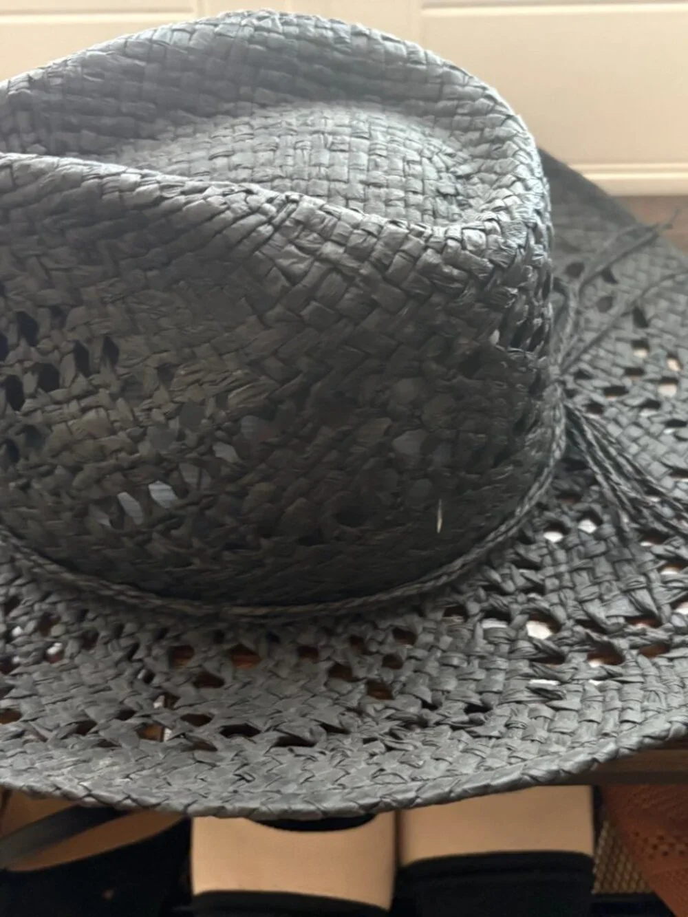 🛍️ Wild Fable Black Open Weave Paper Straw Cowboy Western Hat